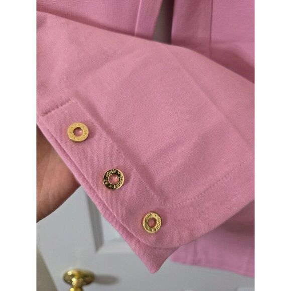St John Sport by Marie Gray Pink Straight Pant Gold Accents Hardware sz 12 NWOT - Picture 4 of 10